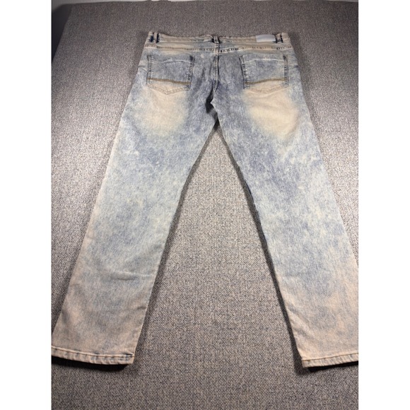 Southpole  Acid Wash Moto Jeans Skinny Fit Distressed Blue Mens 42x32 - Picture 4 of 8